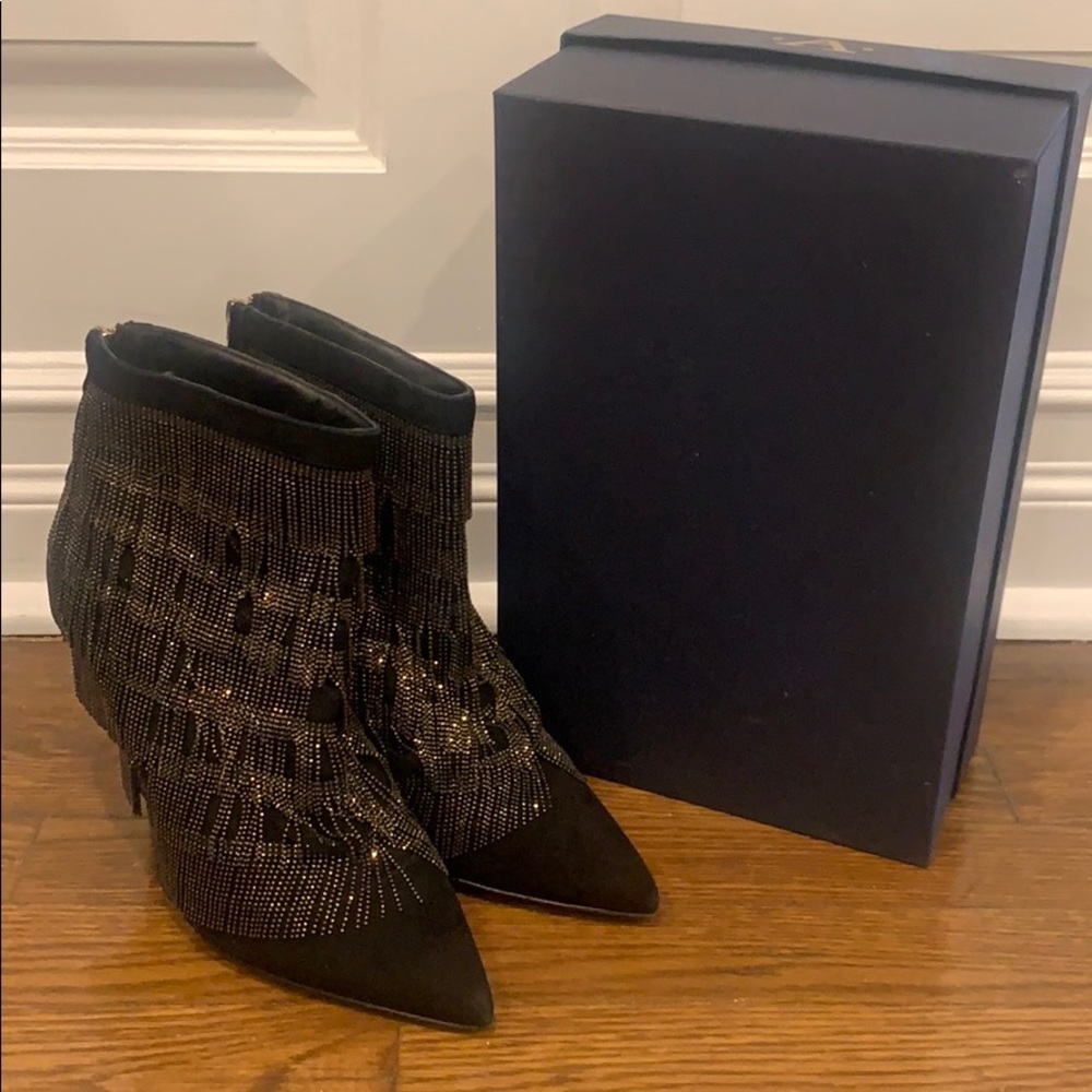 Patrizia Pepe Suede booties with metal fringe
